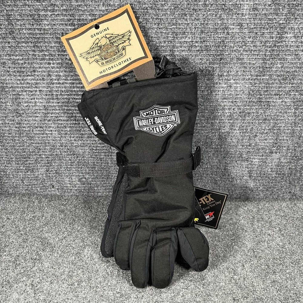 Vintage Harley-Davidson Gloves Mens Medium Black Gore-Tex Waterproof Motorcycle